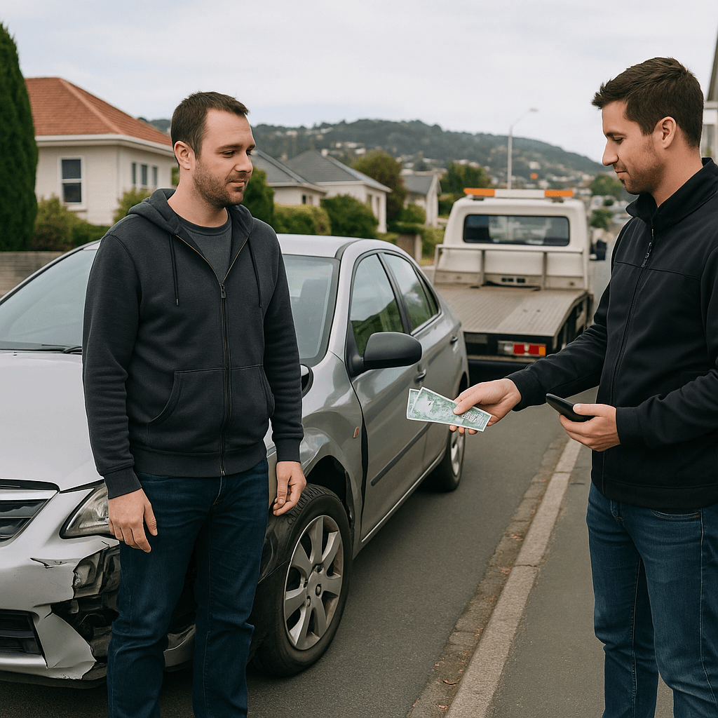Different selling options for a crashed car.